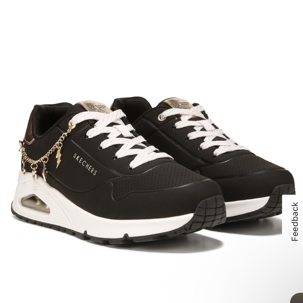 Skechers Street Uno Black and White Kids' Street Uno Sneakers - Picture 2 of 10